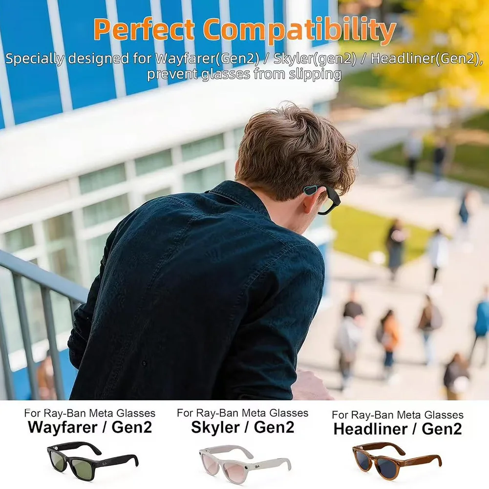 Rubber Eyeglass Holder Designed Specifically for Ray-Ban Smart Glasses Offering Snug Attachment and Discreet Low-Profile Look