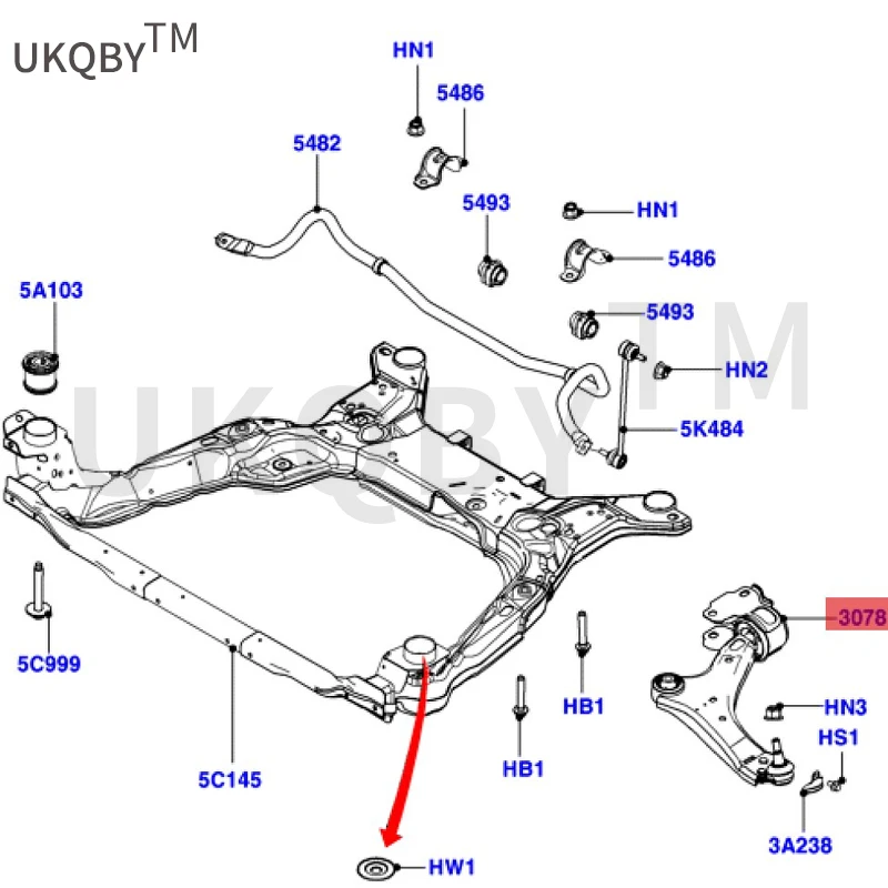 Applicable to Ma xu s lo we r suspension rubber sleeve large R 9G9N3A052CA