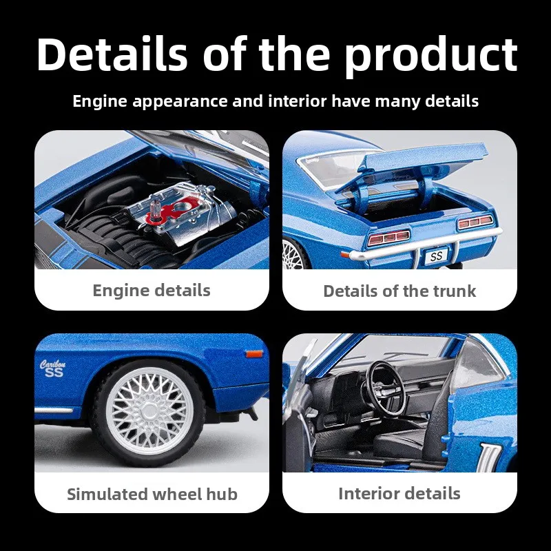 1:32 SS Supercar Alloy Car Model Sound and Light Pull Back Children's Toy Collectibles Birthday gift