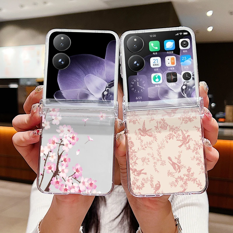 Новый весенний чехол для телефона с цветочным принтом для Xiaomi Mix Flip 2, противоударный складной прозрачный жесткий ПК, прозрачная задняя крышка для Mi Mix Flip Новый весенний чехол для телефона с цветочным принтом для Xiaomi Mix Flip 2, противоударный складной прозрачный жесткий ПК, прозрачная задняя крышка для Mi Mix Flip