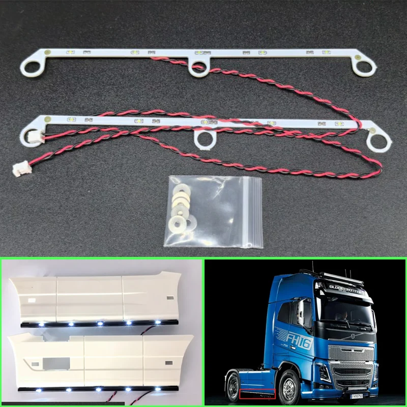 1 Set Side Lights Bottom Lamp 5V for 1/14 Tamiya RC Truck Car Volvo FH16XL 750 56375 Diy Parts Toys