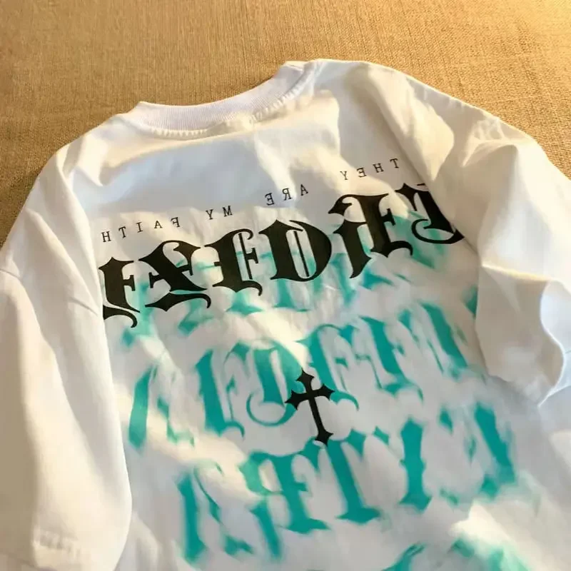 Modna koszulka damska oversize, męska koszulka z krótkim rękawem z nadrukiem anime, luźny styl uliczny Harajuku, modne koszulki damskie