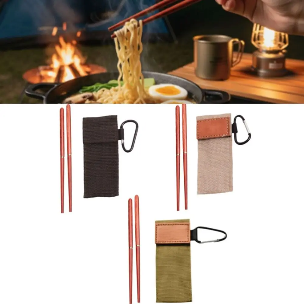3 Set Durable Portable Wood Chopsticks Foldable WIth Storage Bag Reusable Chopsticks Detachable Chopsticks Travel view 2