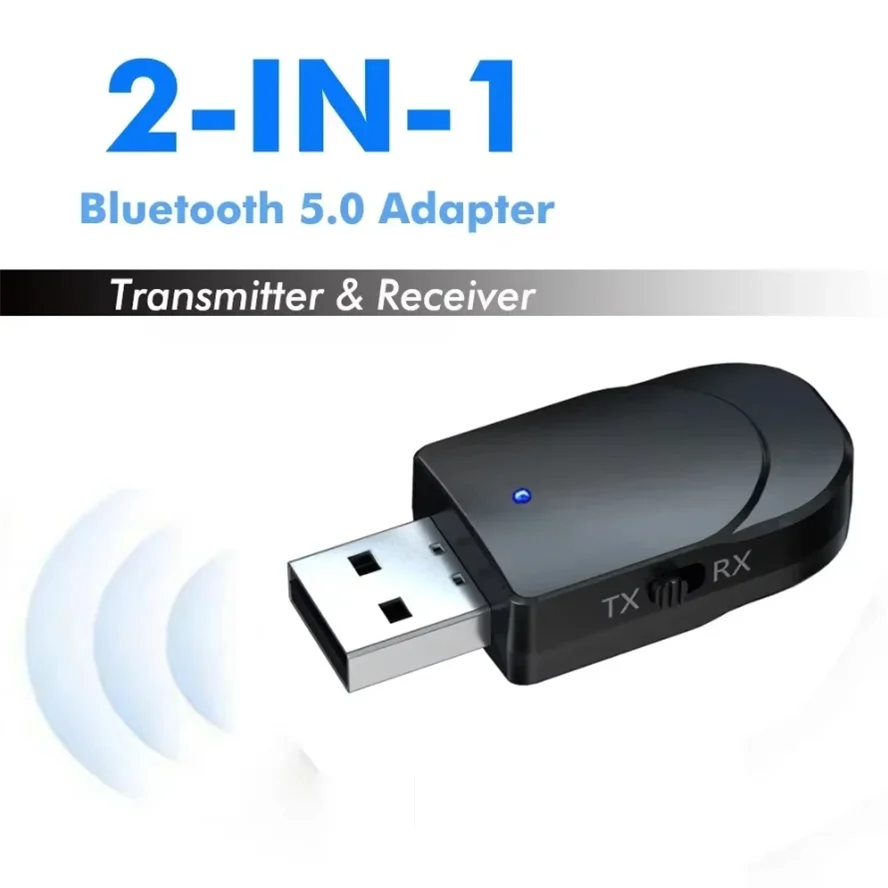 KN330 3 in 1 Bluetooth 5.0 Transmitter Receiver USB EDR Adapter Dongle 3.5mm AUX RCA for TV PC Headphones Home Stereo Car HIFI
