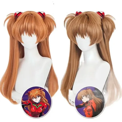 Peluca de Cosplay de Anime Asuka Langley Soryu, disfraz largo naranja resistente al calor, pelo sintético, sombreros para mujer
