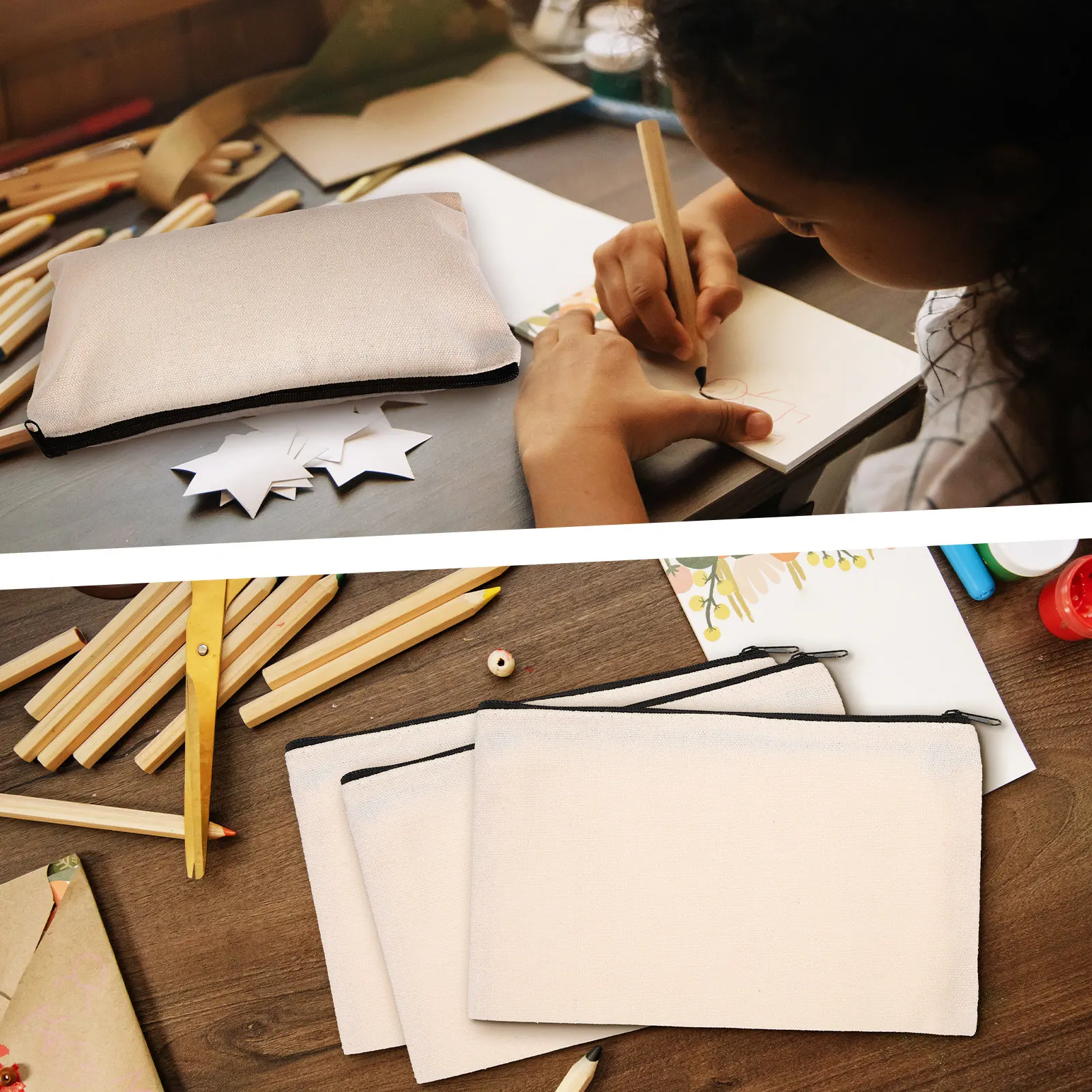 

Набор из 25 премиальных черных холщовых пеналов на молнии: органайзер для канцелярии, дорожный чехол, многофункциональный маленький пенал