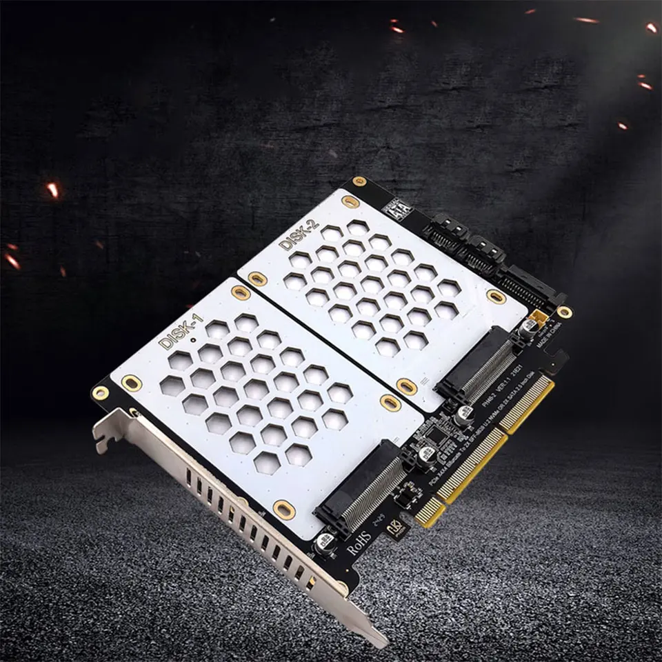 U.2 Dual-Disk Adapter Card with LED Indicator U2 To PCI E Adapter