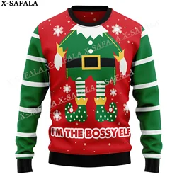 Śmieszny prezent na Boże Narodzenie Santa Ugly Świąteczne swetry z dzianiny Świąteczny prezent Swetry Topy Para Impreza Unisex Casual-9