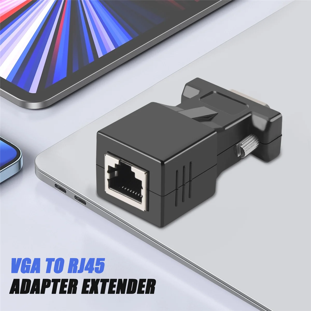 VGA 익스텐더 수-RJ45 CAT5 CAT6 20M 네트워크 케이블 어댑터, COM 포트-LAN 이더넷 포트 변환기, 2 팩