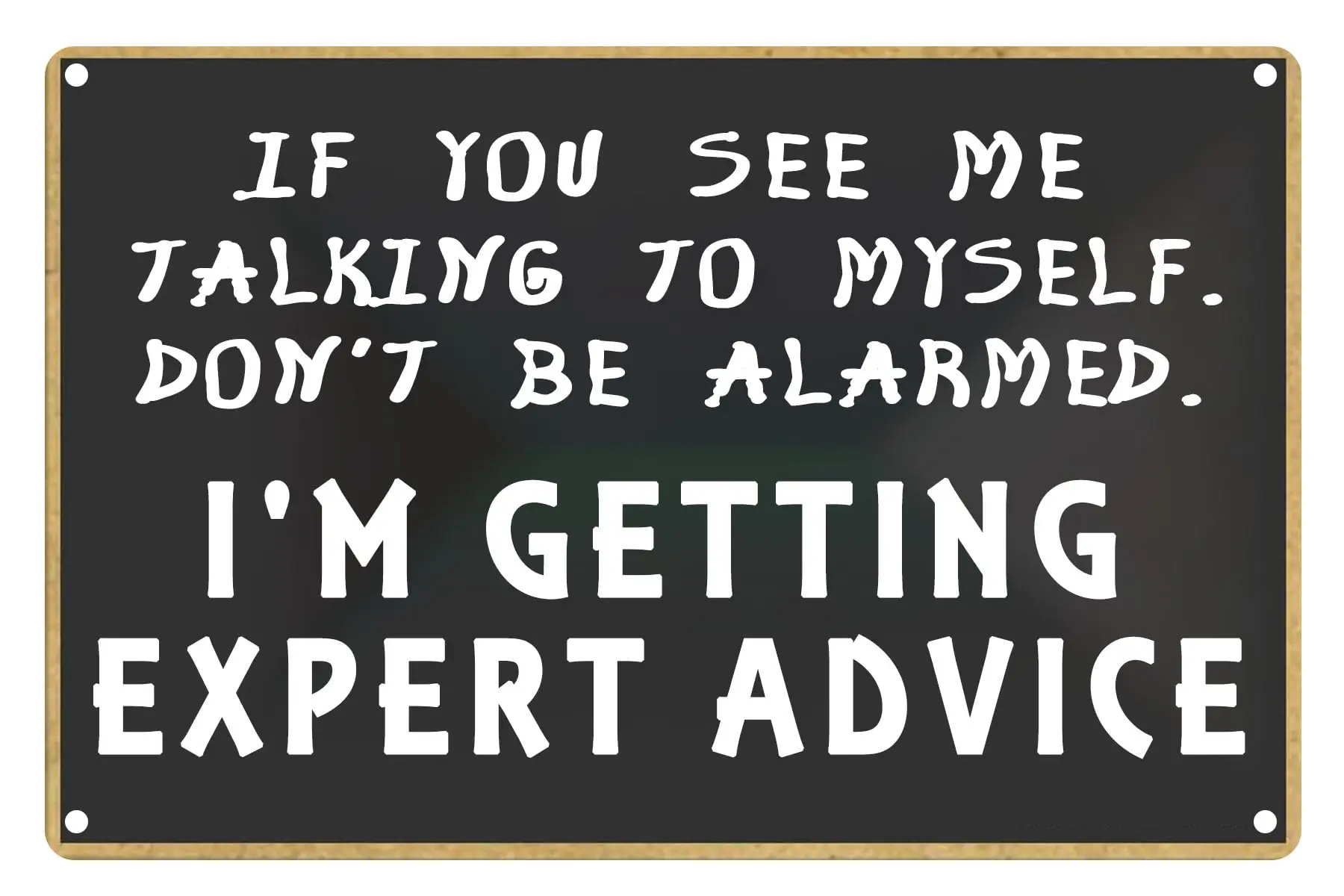 If You See Me Talking to Myself I'm Getting Expert Advice Funny Office Tin Sign Home Office Cubicle Kitchen Coffee Wall Deco