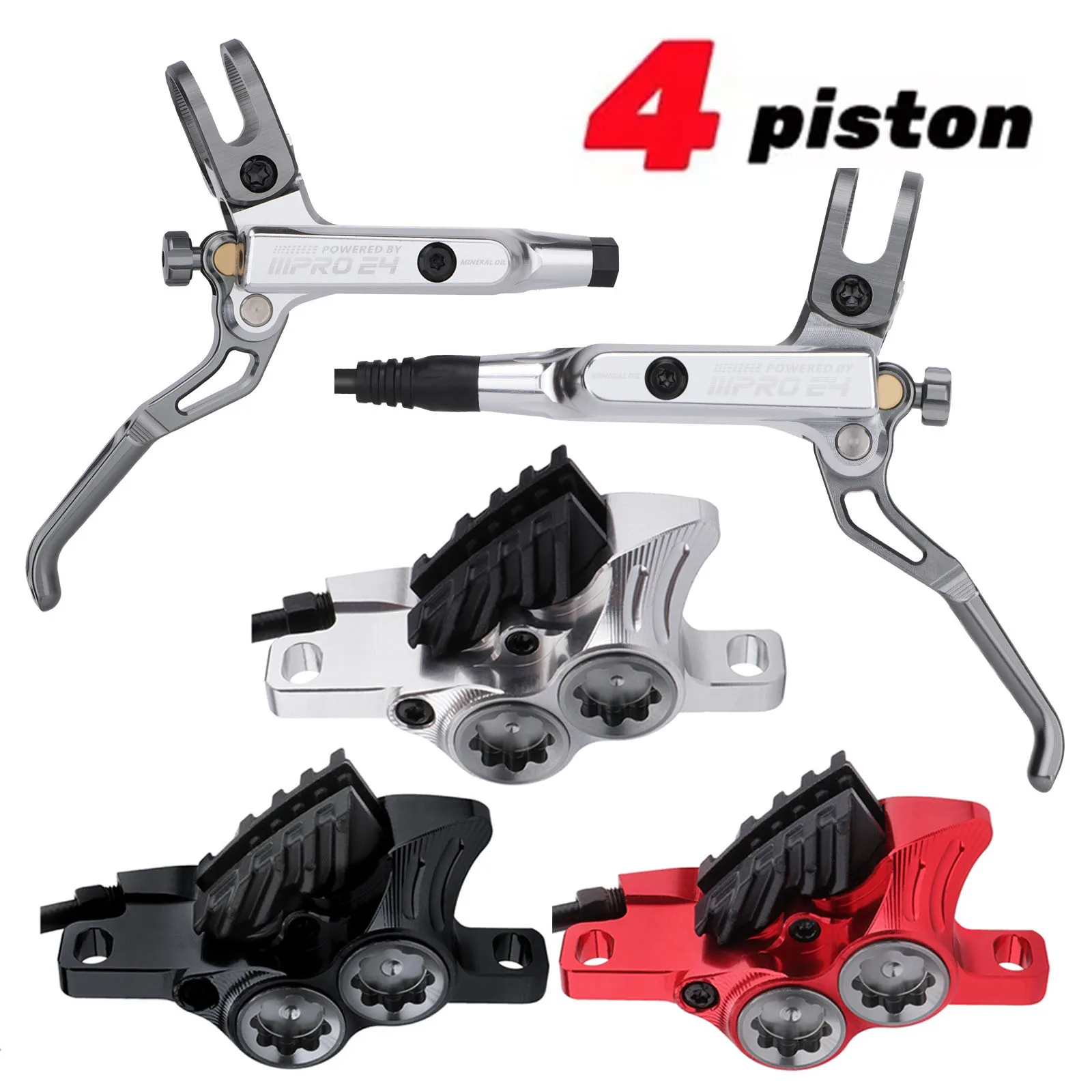 4 Piston hydraulic brake 800/1550mm rear Internal Cable routing Mtb disc brake Ultralight Oil Pressure AM DH Mountain bike brake