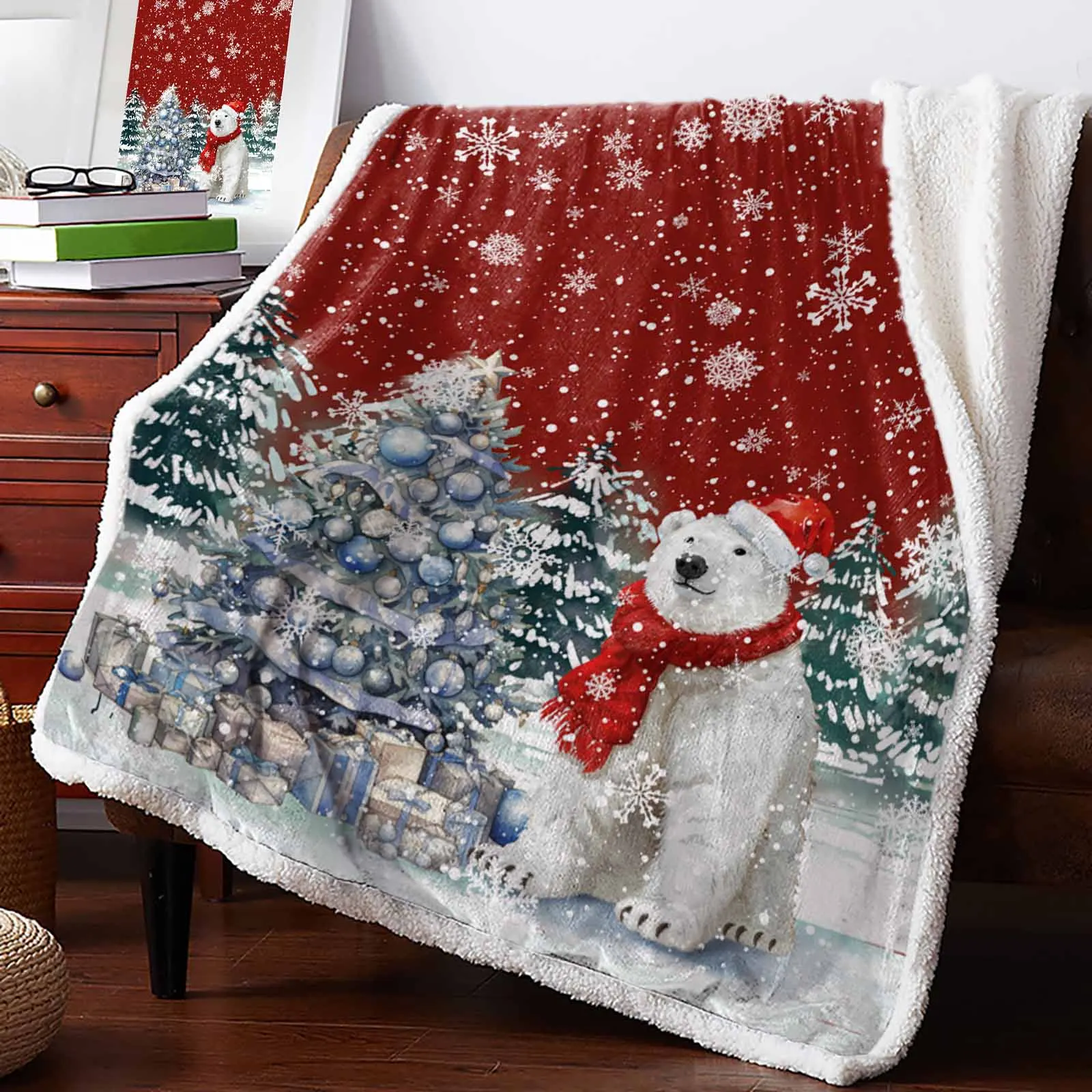 Christmas Snowflakes Retro Koala Cashmere Blanket Warm Winter Soft Throw Blankets For Beds Sofa Wool Blanket Bedspread