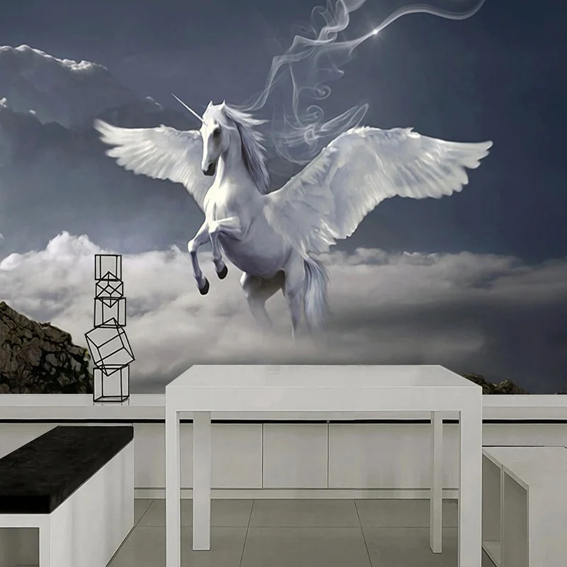 Photo Wallpaper Retro Abstract Art Hand Drawn Pegasus Mural Wall Cloth Modern Creative Backdrop Home Decor Waterproof Wall Paper