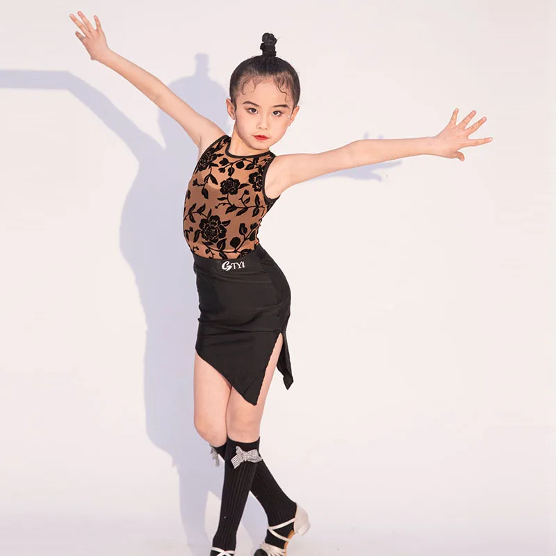 Latin dance suit 2023 new spring and summer girls\' martial arts performance suit Children\'s art exam training dance suit