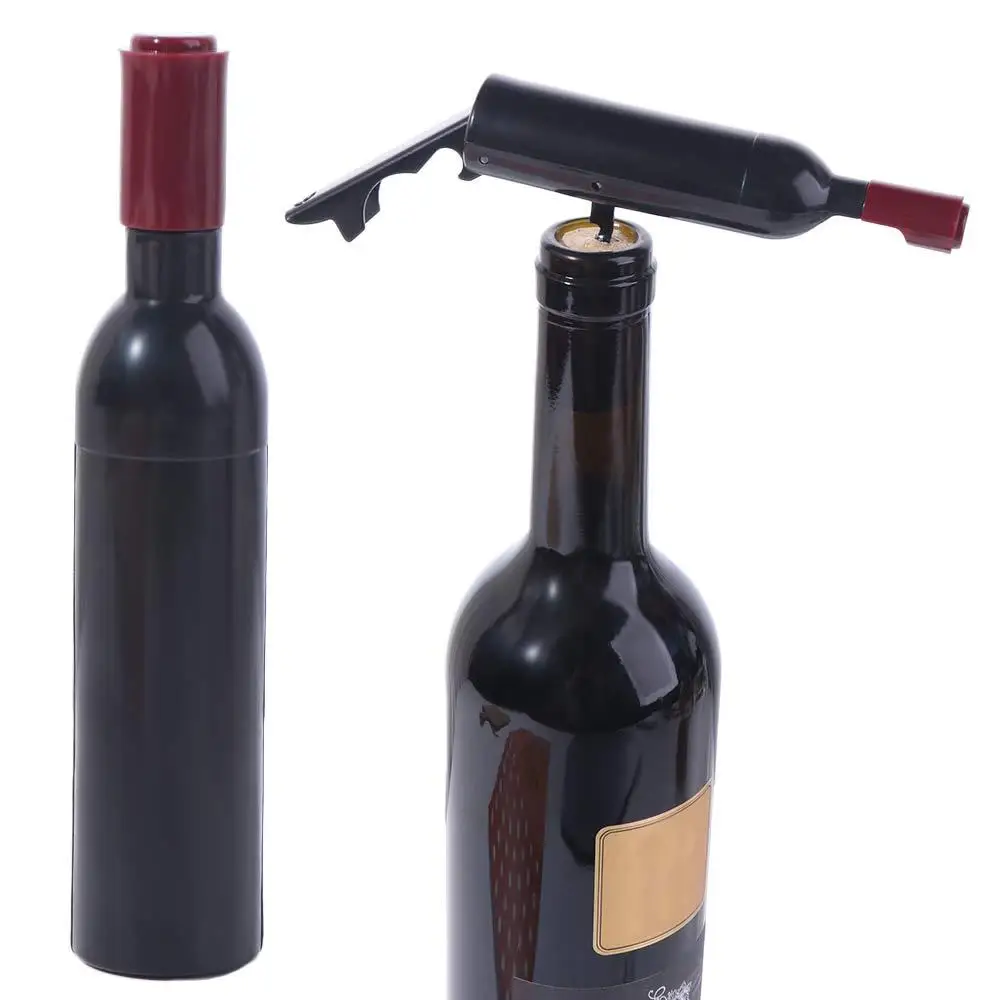 

Creative Wine Bottle Shaped Foldable Corkscrew Magnetic Plastic Bottle Opener Multifunctional Refrigerator Magnet Gifts
