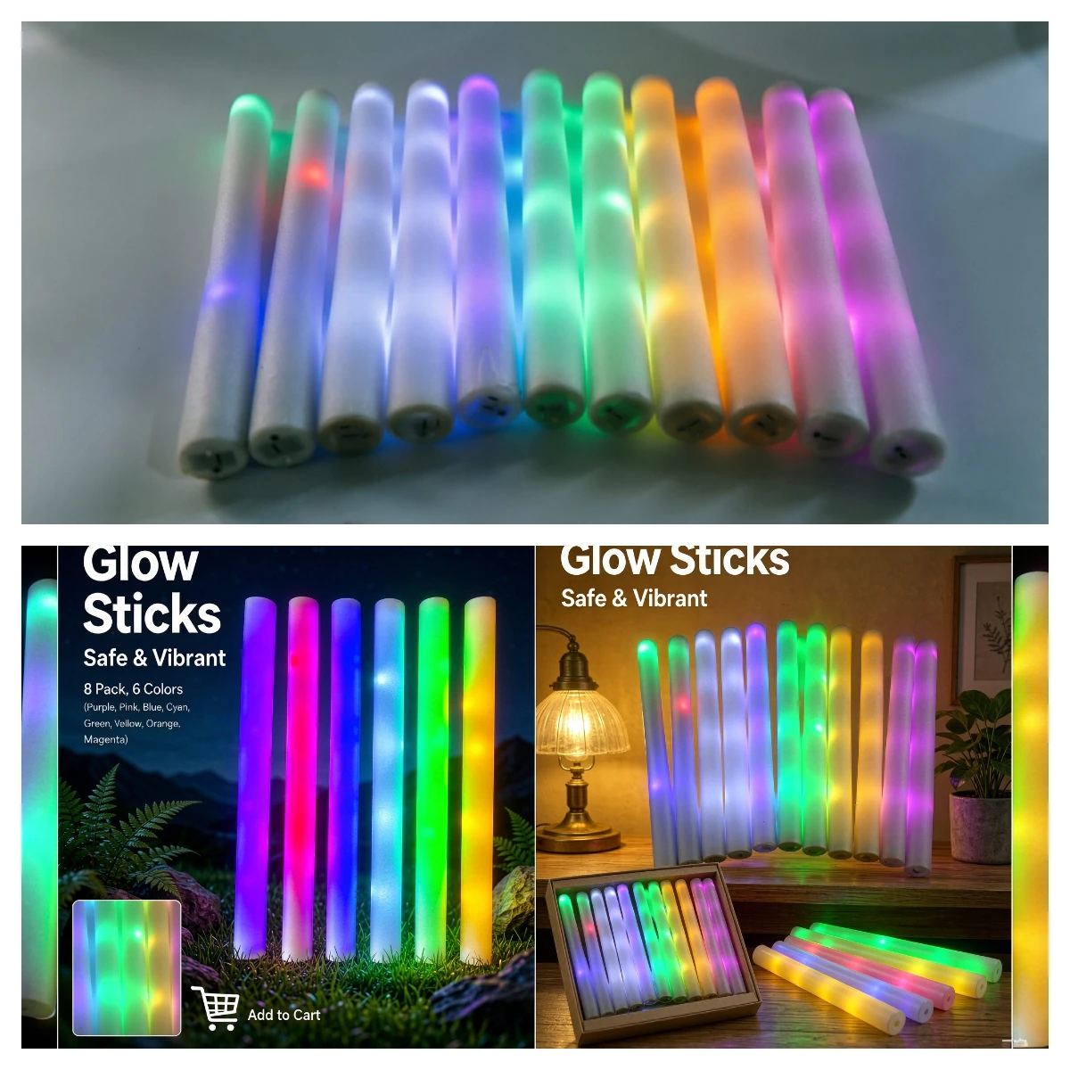 10/20 قطعة من أنابيب الإضاءة ا - مراجعة Flashing Led Foam Sticks Party وسعره