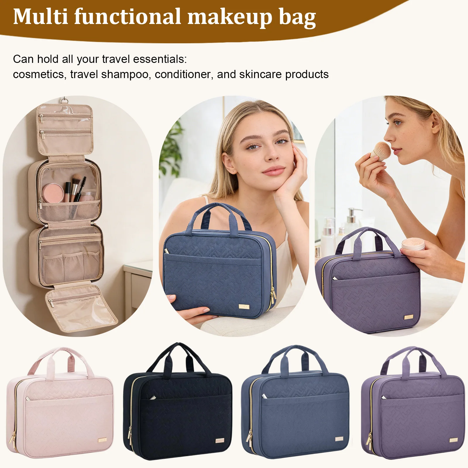 

Women's Outdoor Travel Toiletry Bag Ladies Portable Handheld Makeup Bag With Compartments Female Large-Capacity Cosmetic Bags