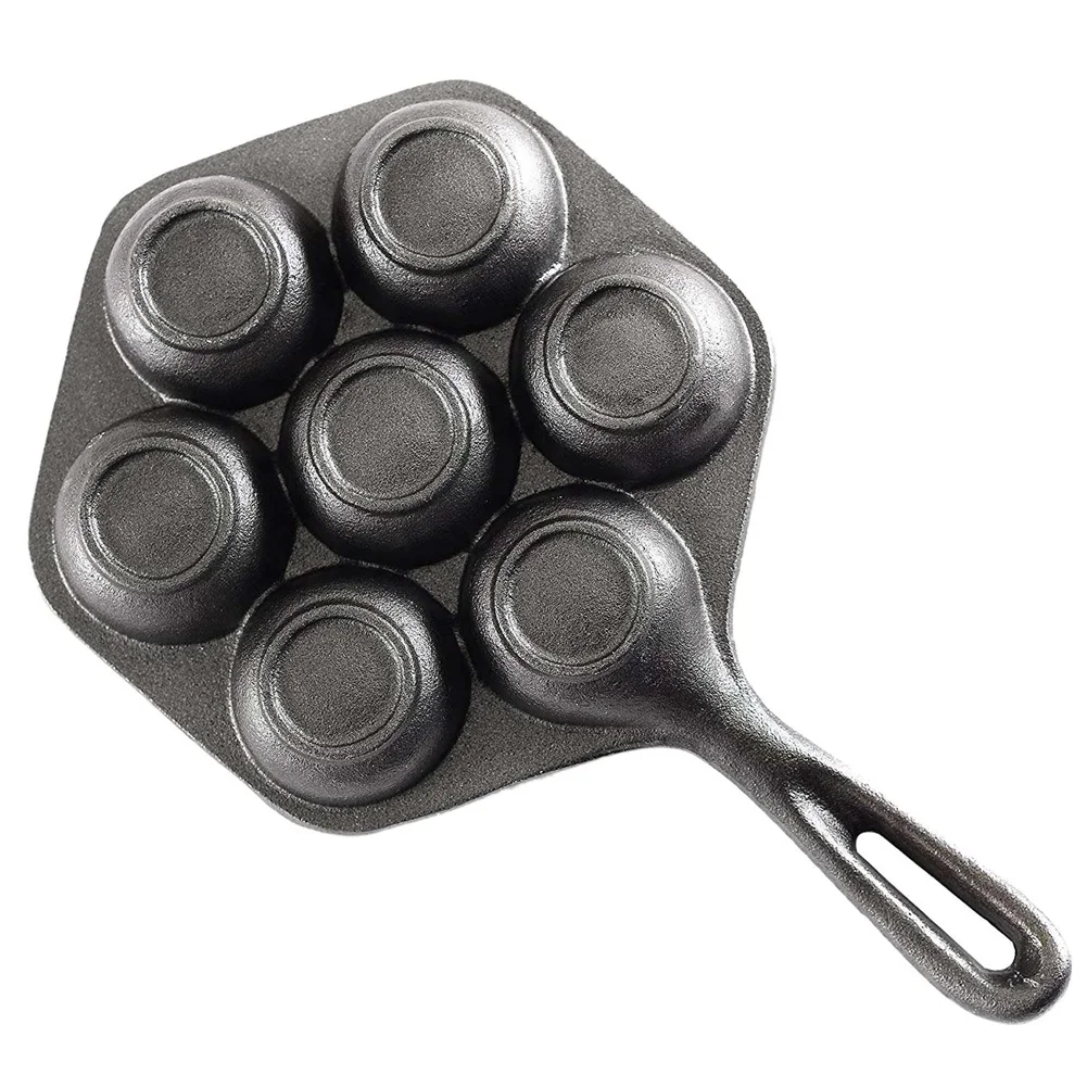 

2 чугунных фаршированных антипригарных сковороды для блинов, Munk/Aebleskiver, домашняя чугунная сковорода для различных сферических продуктов питания