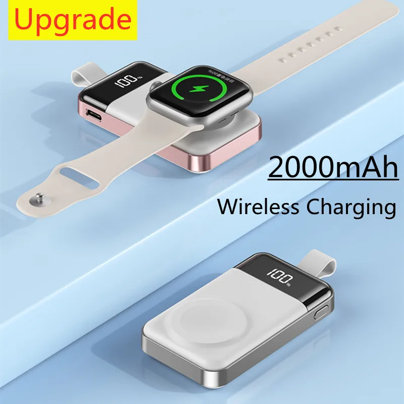 

2000mAh Portable Wireless PowerBank Charger for Apple Watch Series iWatch 1-10 9 8 Ultra SE USB C Smart Power Bank Fast Charging