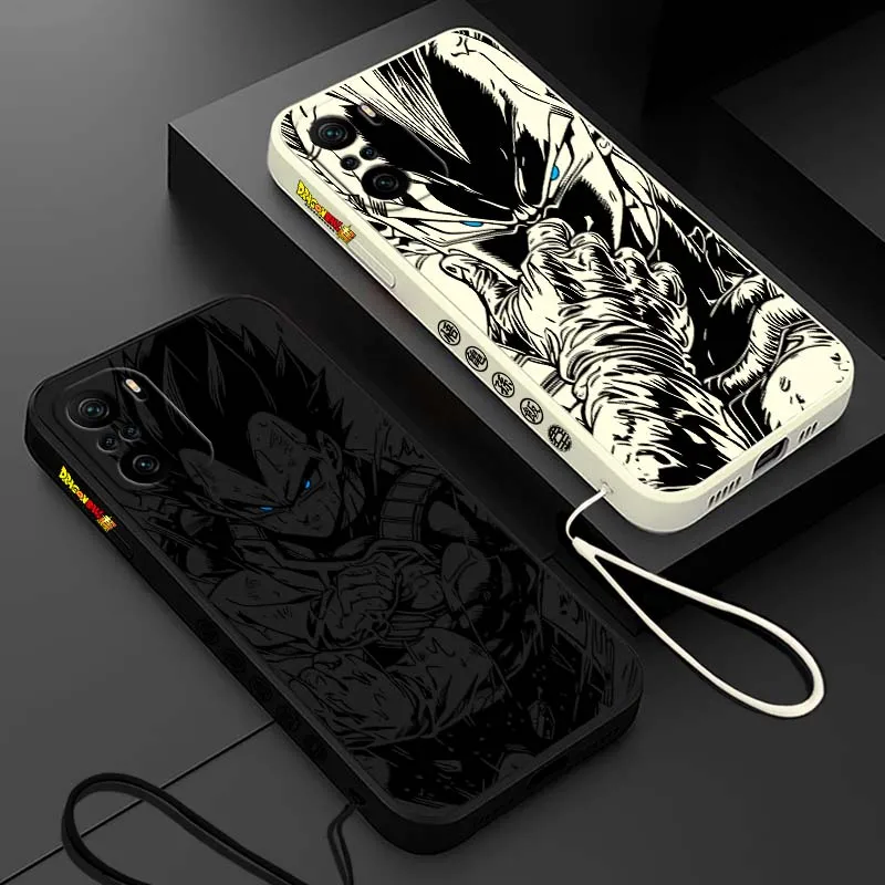 D-Dragon Ball Vegeta Art Cool For Xiaomi Redmi Note 14 13 12 11 10 9 8 Pro Plus 4G 5G Liquid Left Rope Phone case Cover