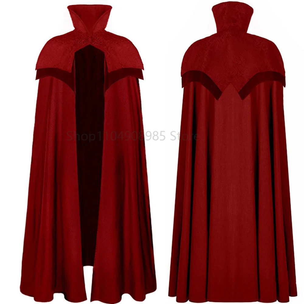 

New 2025 Halloween Party Vampire Cape Men Red Black Halloween Medieval Cloak Cosplay Coats Adult Fantasy