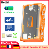 KuWFi 5200mAh 4G Mobile Router 150Mbps Potteble Travel Modem  2.4G Wireless Wi-Fi USB Output TypeC Charging Nano SIM Card Slot