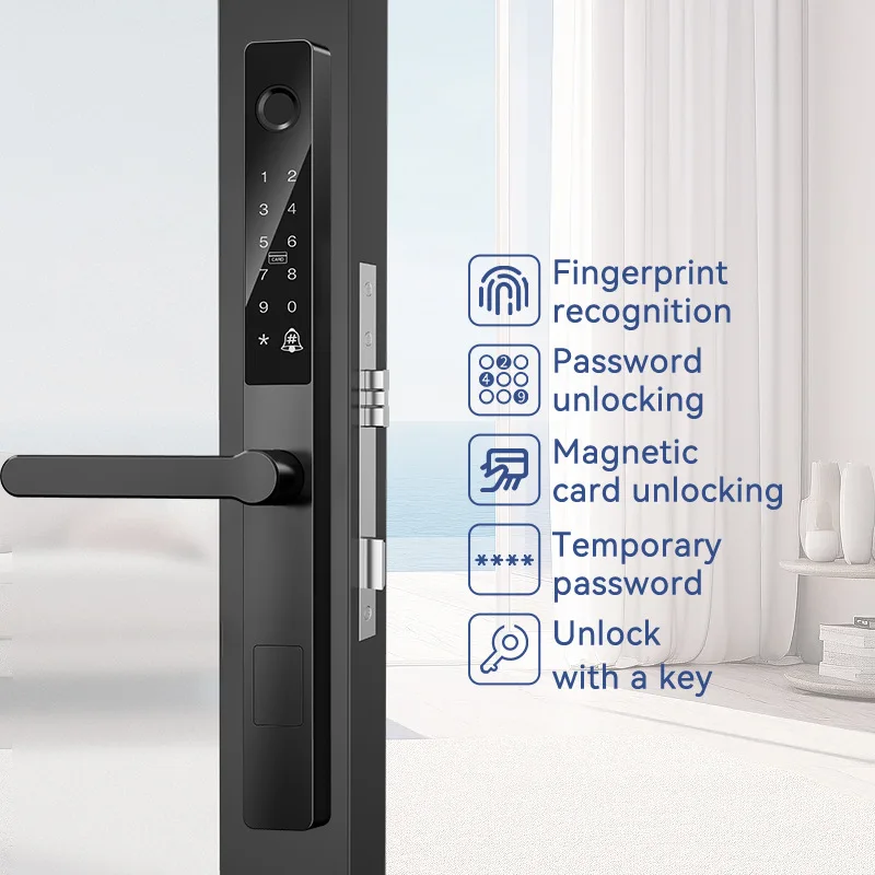 Aluminum Alloy Fingerprint Password Indoor and Outdoor Narrow-sided Screen Window Sliding Courtyard Waterproof Smart Door Lock