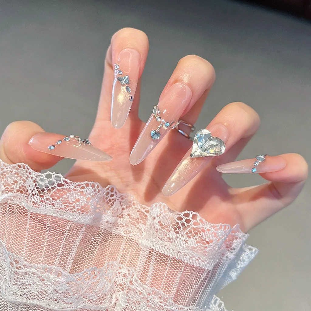 Press On Nails Resin Cat Eye Flash Nail Tips Wear Resistant Glossy Manicure for Party Wedding Festival Daily Fashion Styling