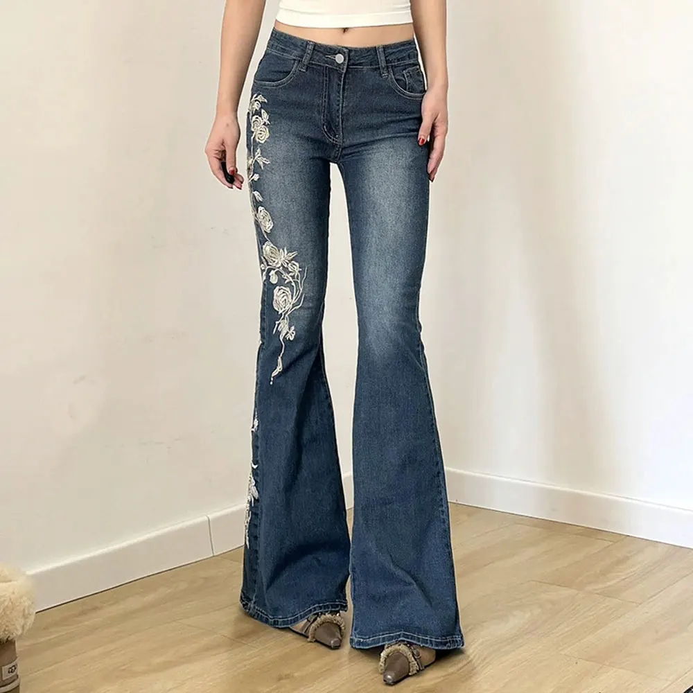 

Mia Muse Women's Jeans Summer Daily Fashion Bleached Button Natural Waist Full Length Straight Casual Jeans
