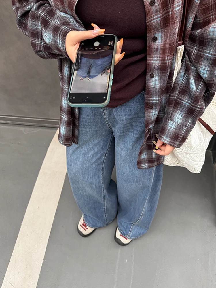 

Loose Casual High Waist Straight Leg Jeans plus Size Women's Spring Summer Cotton Denim Pants Comfortable Fit Casual Jeans