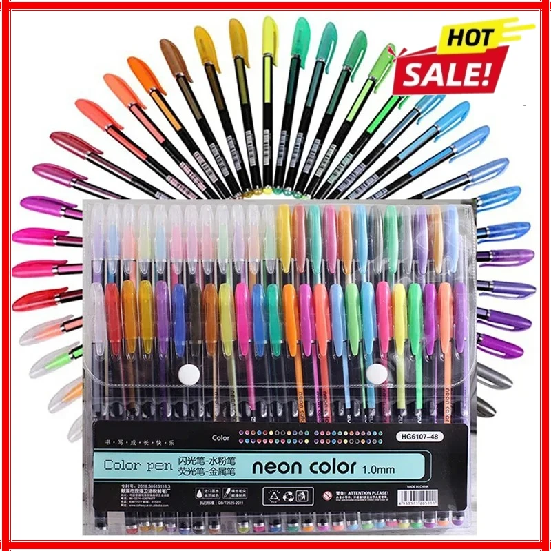 

12/24Pcs Metallic Glitter Colors Gel Pens & Pen Refills For School Office Adult Coloring Book Journals Drawing Art Markers