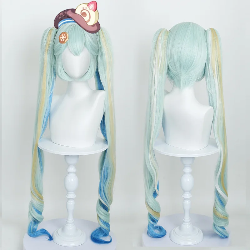 Doukou Synthetic Gradient Long Twin Tails Wig with Skin Top Clip for Mi-ku Inspired Cosplay Anime Costume Party
