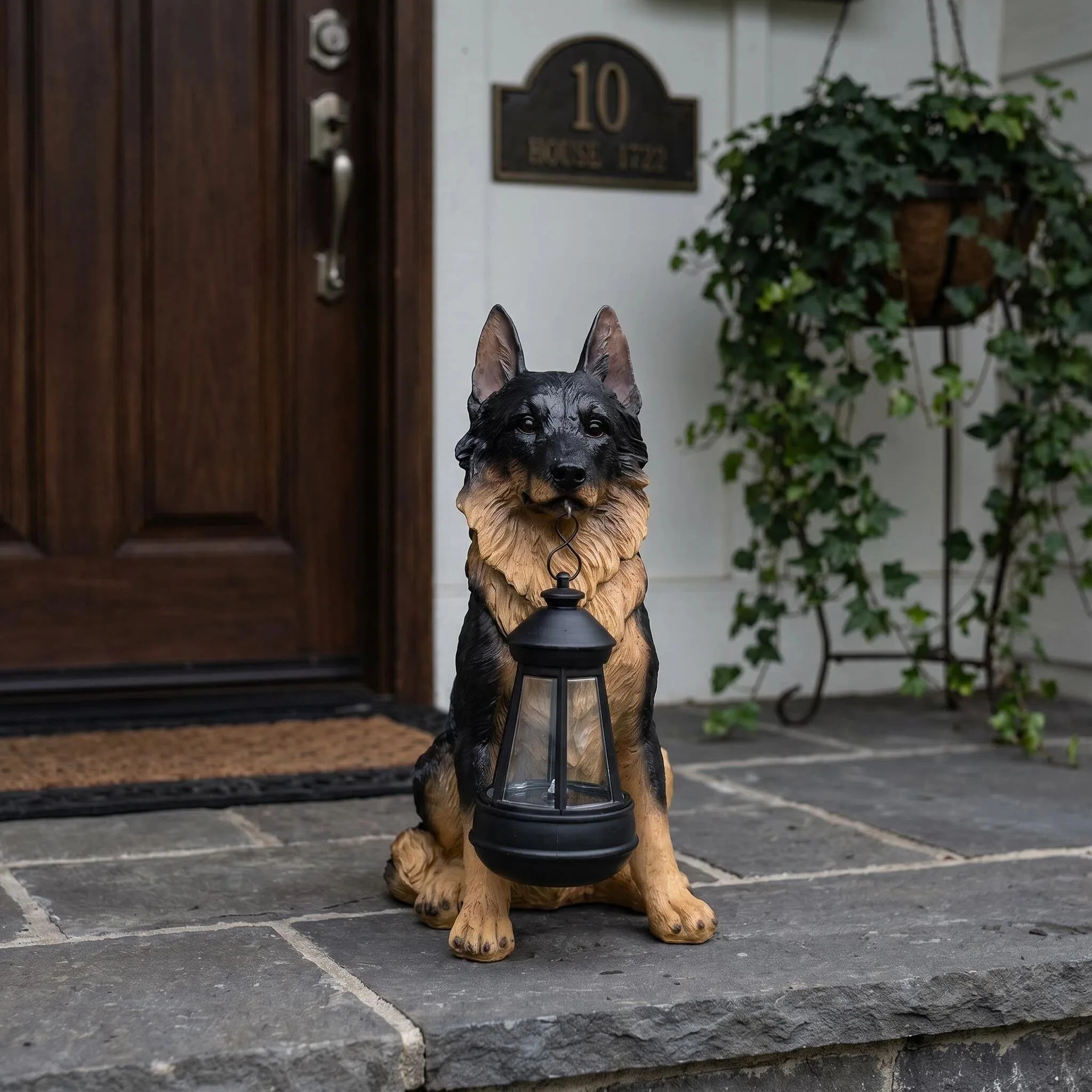LED German Shepherd Solar Statue Light, Outdoor Garden, Lawn, and Courtyard Decorative Ornament, Pathway Decorative Mood Light