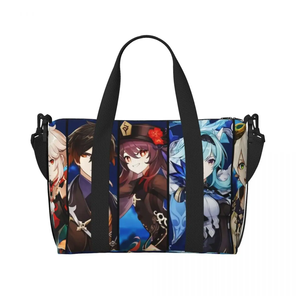 Custom Large Anime Genshins Impacts Tote Bag Women Manga Kawaii Shopping Shoulder Beach Gym Travel Bag