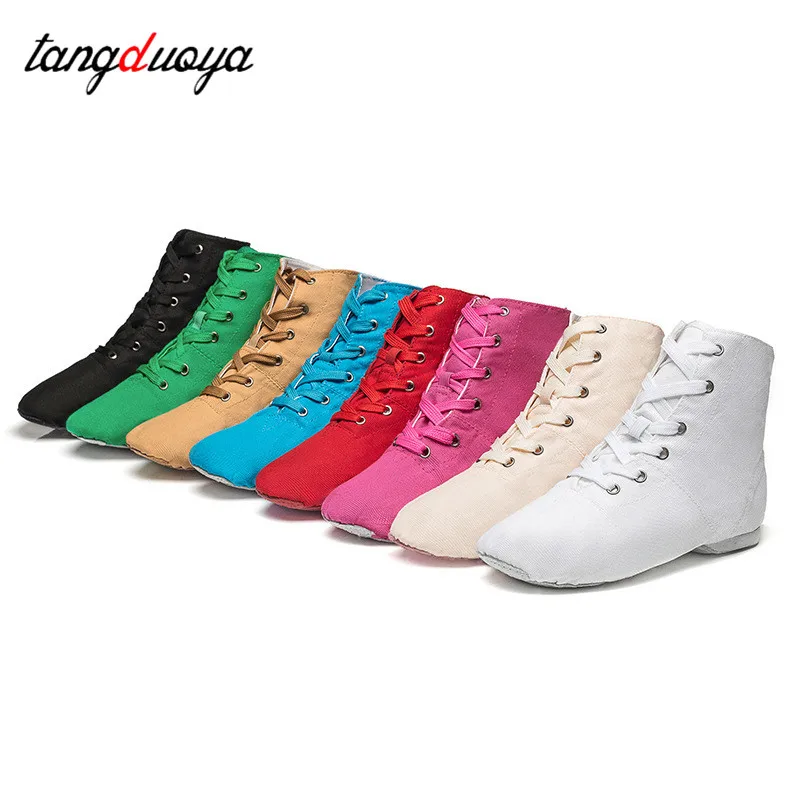 Jazz dance shoes female high-top teacher shoes soft soles male yoga performance canvas dance shoes national style jazz boots Kid