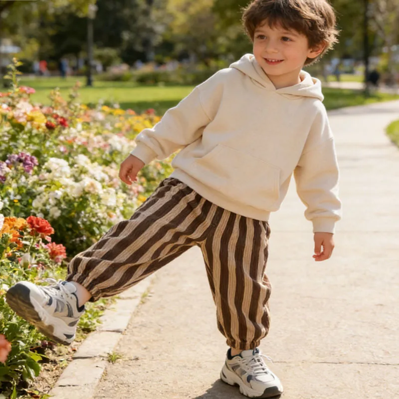 Summer Casual Toddler Girls Flared Pants Baby Children Long Trousers Pocket Kids Casual Stripe Printed Pants 1 to 4 Years Old