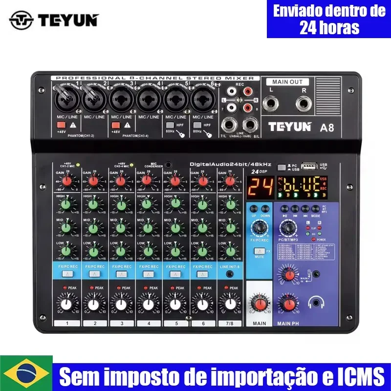 TEYUN 8 6 4 Channel Professional Portable Mixer Sound Mixing Console Computer Input 48v Power Number Live Broadcast A4 A6 A8 New