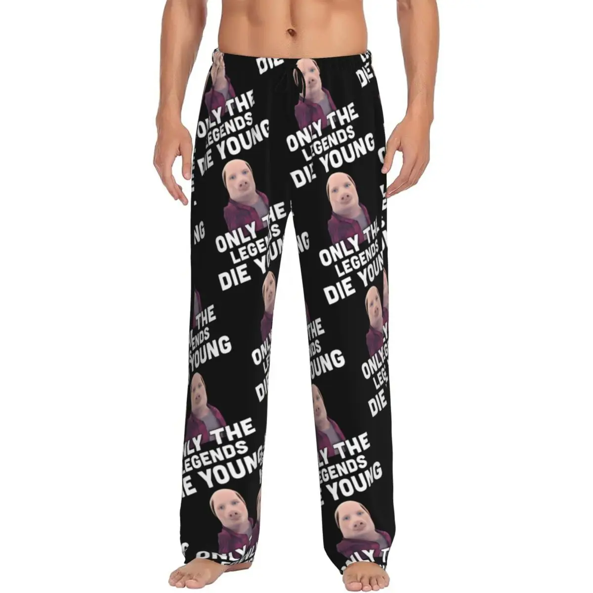 

Custom John Pork Is Calling Pajama Pants for Men Funny Pig Lounge Sleep Drawstring Sleepwear Bottoms with Pockets