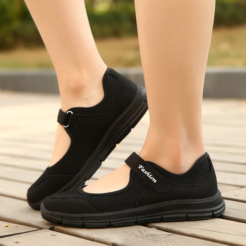 Sommerliche Damen-Freizeitschuhe, weiche und leichte Sportschuhe, Damen-Wanderschuhe, atmungsaktive Reiseschuhe mit flachem Boden S – Detail 5