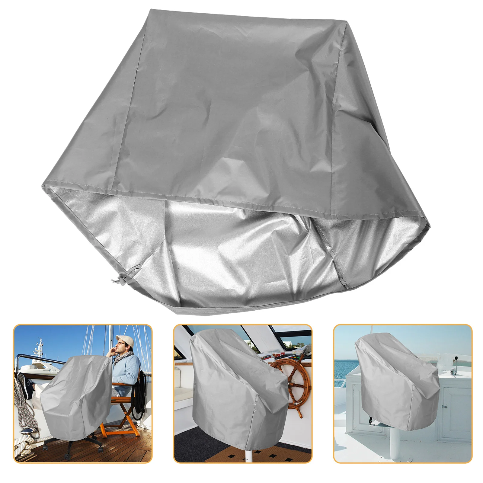 

Boat Seat Cover Oxford Fabric Waterproof Captain Chair Cover Grey 60x55x63cm Pontoon Bench Pedestal Helm Marine Seat Protector