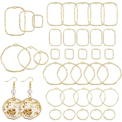 48Pcs 2 Styles Open Back Bezel Pendants Geometric Hollow Frame Rectangle Ring Charms for DIY UV Resin Pressed Flower Jewelry