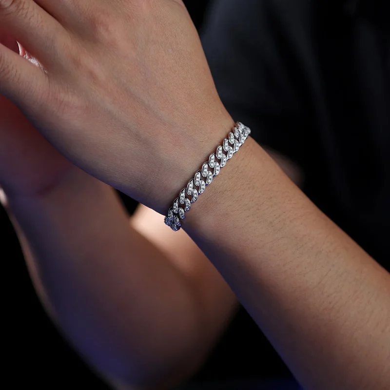 8mm Moissanite Tennis Bracelet 925 Sterling Silver Plated White Gold Bracelet for Women Man Sparkling Party Jewelry