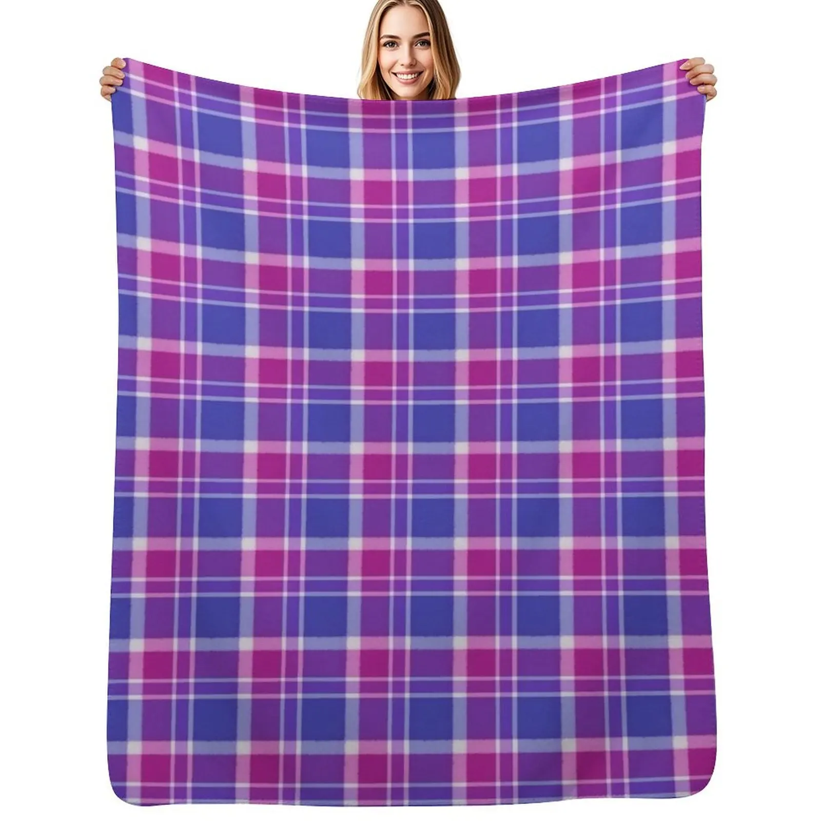 

PRIDE PLAID - Bi Throw Blanket Breathable Lightweight Blanket for Adults Kids