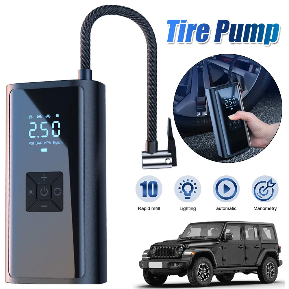 

150PSI Portable Car Inflator Pump with LED Light Car Tire Inflator USB Rechargeable Car Air Pump for Automobile Bicycle Ball