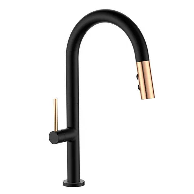 Black Kitchen CE Modern Contemporary Ceramic Hot Cold Water Mixer Pull Down Kitchen Faucet Quantity Polished Kitchen Tap 5 Years