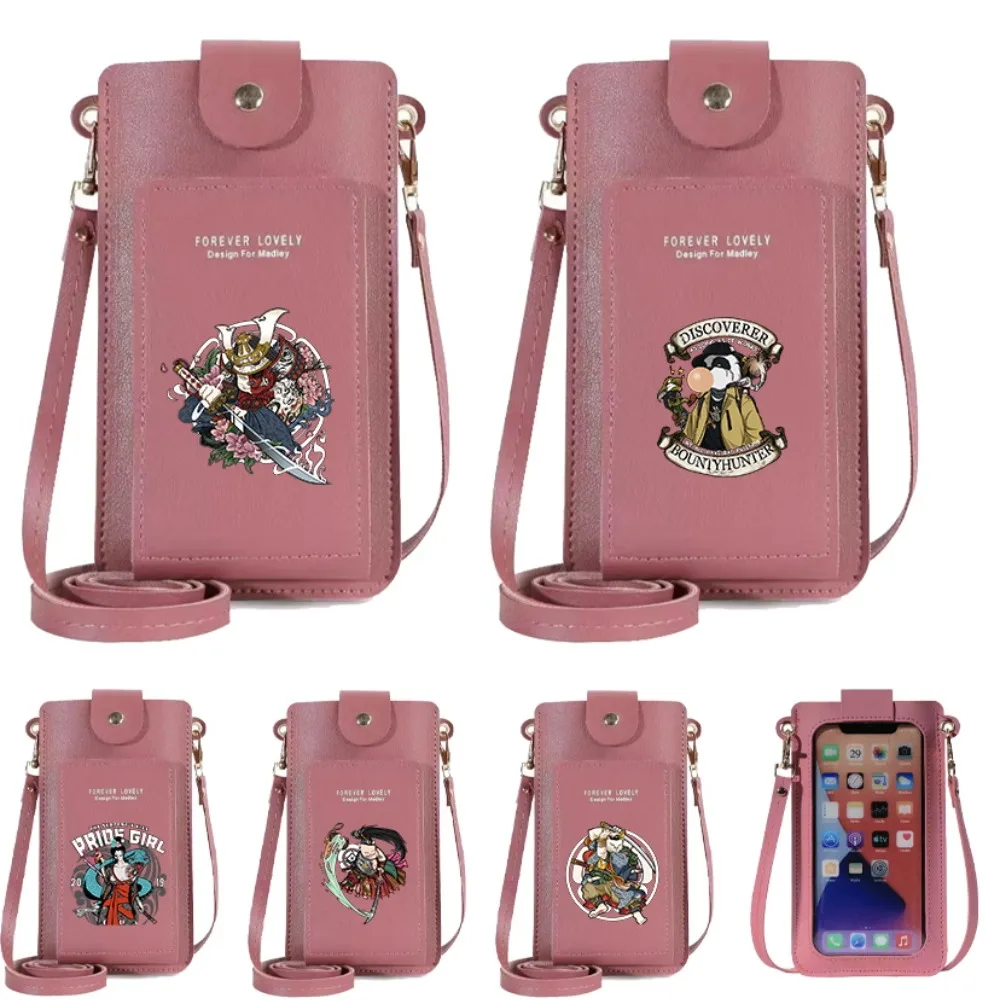 

Simple Portable Women Bags Lightweight Versatile Samurai Pattern Mobile Phone Bag Card Crossbody Shoulder Strap Handbag Wallets