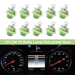 10pcs T5 Bulbs Lamps for Audi Mercedes Benz BMW Opel Volvo Dashboard Instrument 12V 2.0W Pale green Base