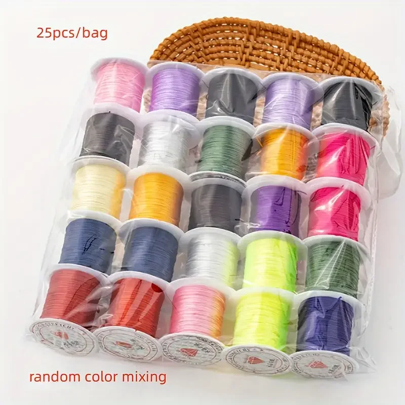 25 Roll 10 Meters Strong Elastic Beading Cord 0.8mm For Bracelets Stretch Thread String Necklace DIY Jewelry Making Cords Line