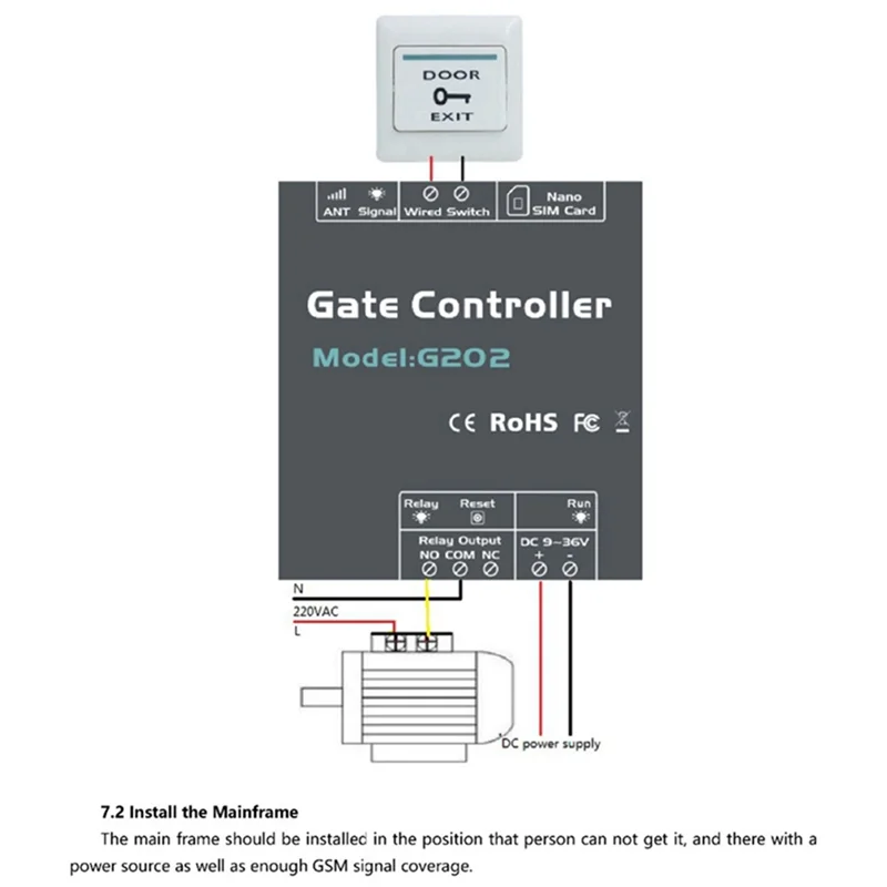 

G202 GSM Gate Door Opener 4G Single Relay Switch Mobile Phone Electric Gate Remote Controller 850/900/1800/1900MHz