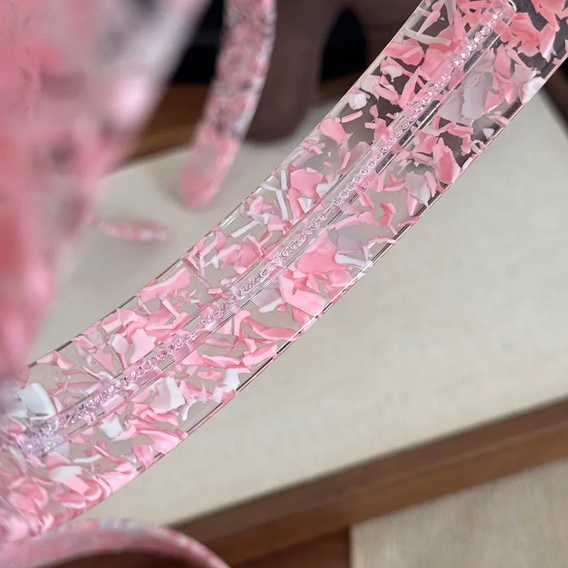 Spring Design Fashion Pink Floral Hairband For Sweet Girls Widened Curved Acetic Acid Hair Band Hair Accessories